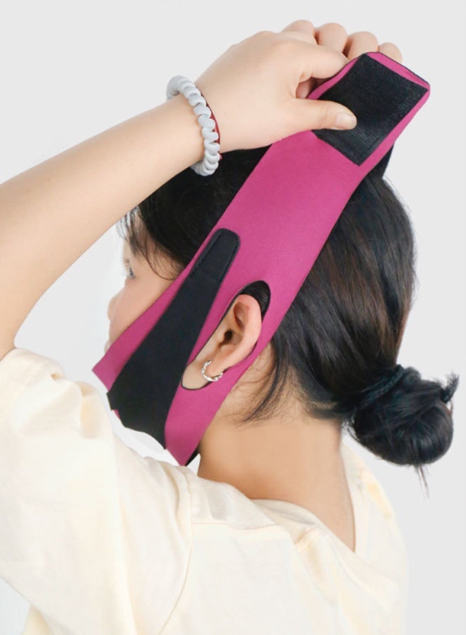 Happy D Chin Lift Band — Facial Slimming and Double Chin Reduction | Comfortable and Reusable Women's Jawline Shaping Band — Anti-Sagging and Facial Firming — Pink - Image 4